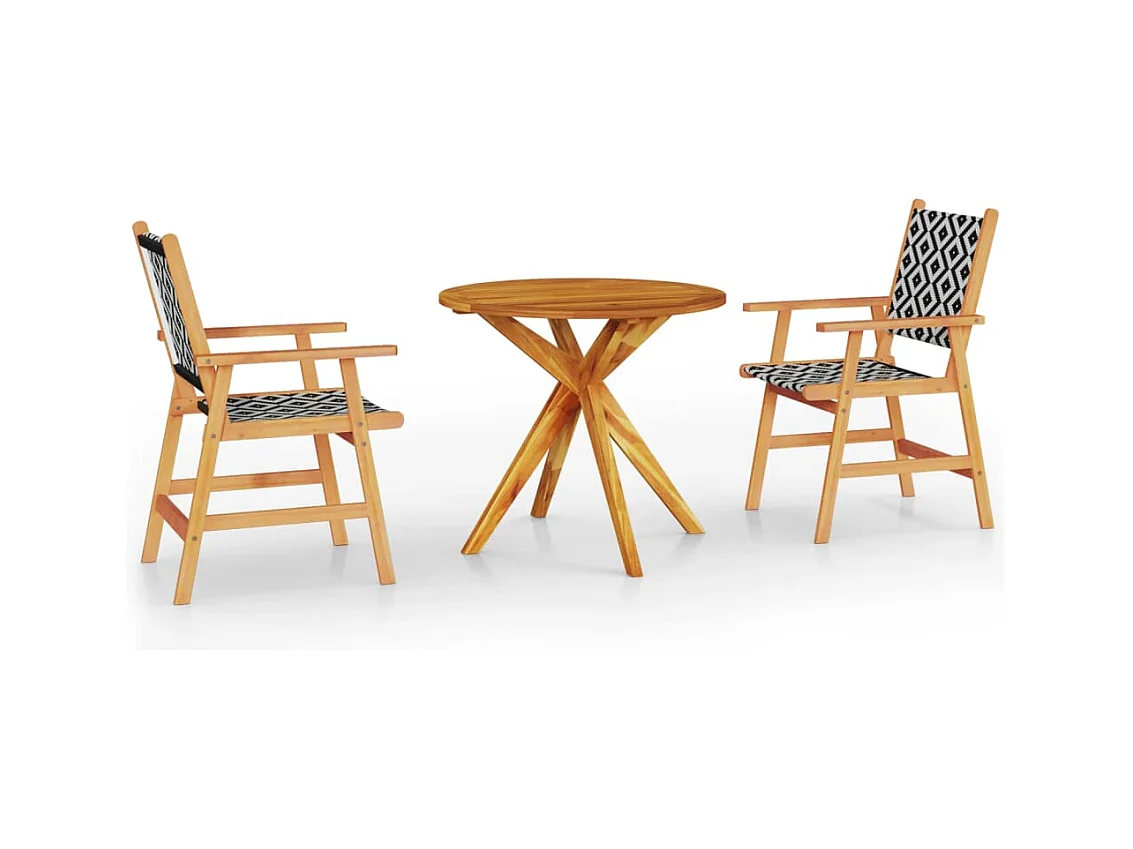 Skaldr  Ensemble à manger de jardin 3 pcs Bois d'acacia solide