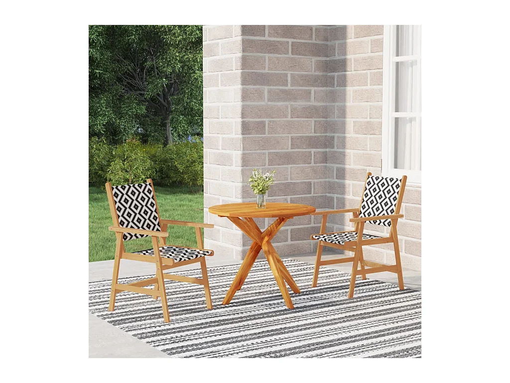 Skaldr  Ensemble à manger de jardin 3 pcs Bois d'acacia solide