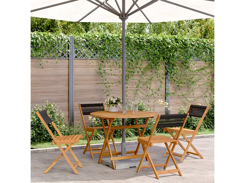 Renger  Set de comedor jardín 5 pzas polipropileno madera maciza negro