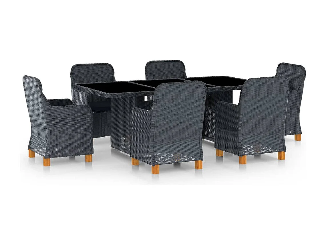 Horsham  Ensemble à manger d'extérieur et coussins 7 pcs résine tressée