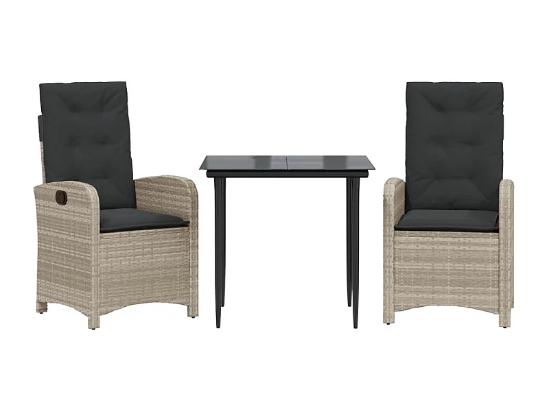 Connie  3-delige Tuinset met kussens poly rattan lichtgrijs