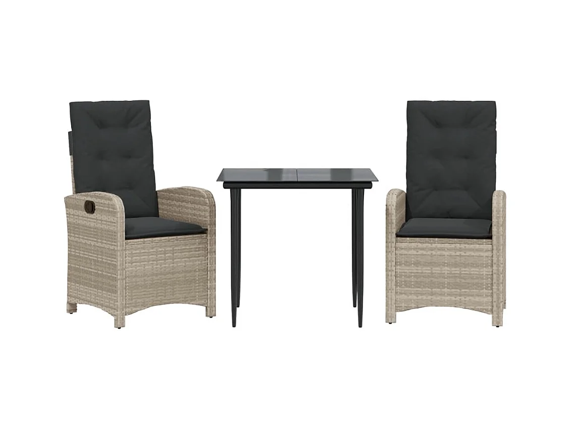 Connie  3-delige Tuinset met kussens poly rattan lichtgrijs