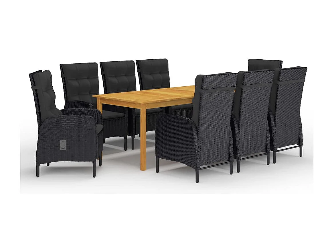 Davud  Ensemble à manger de jardin 9 pcs Noir