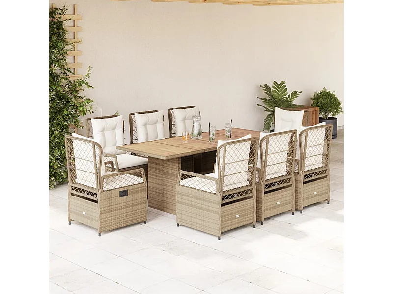 Veteli  9-delige Tuinset met kussens poly rattan beige