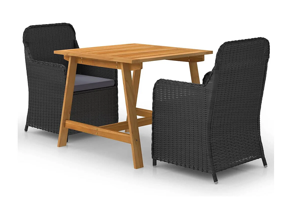 Gorrin  Ensemble à manger de jardin 3 pcs Noir