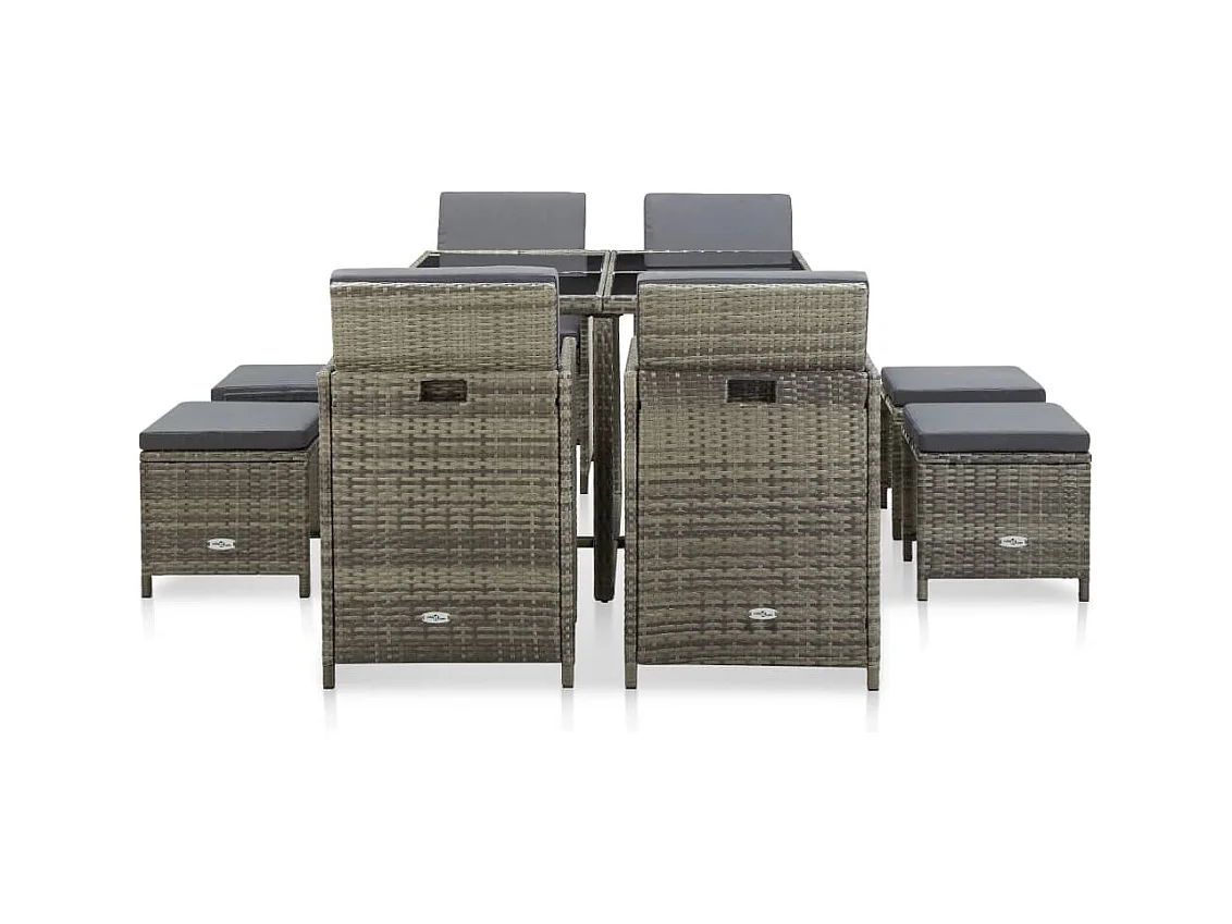 Chenoa  Ensemble à manger d'extérieur 9pcs et coussins Résine tressée