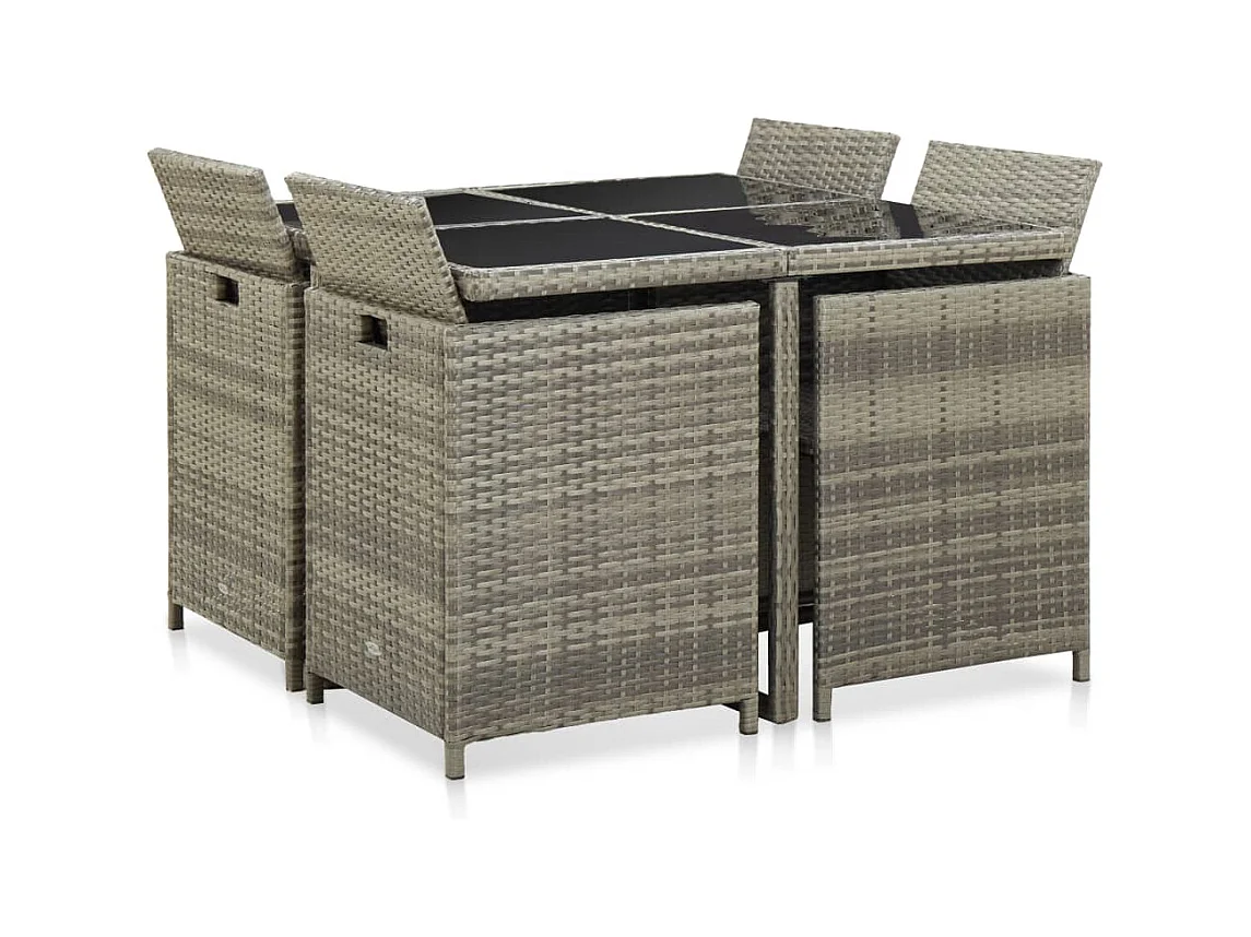 Chenoa  Ensemble à manger d'extérieur 9pcs et coussins Résine tressée