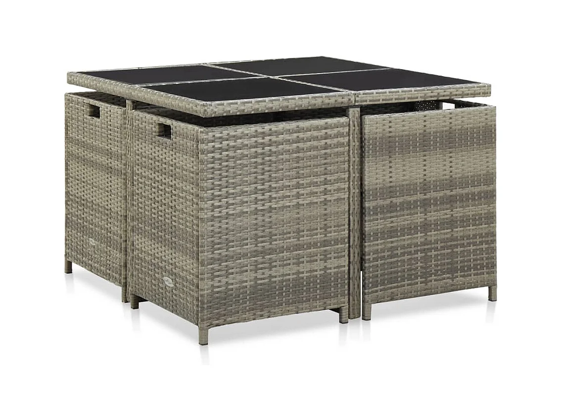 Chenoa  Ensemble à manger d'extérieur 9pcs et coussins Résine tressée