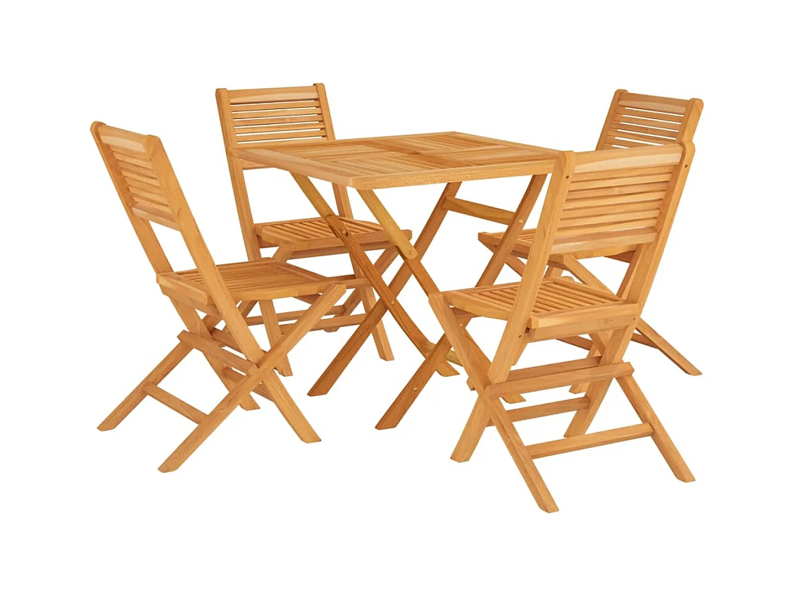 Corato  Juego de comedor para jardín 5 piezas madera maciza de teca