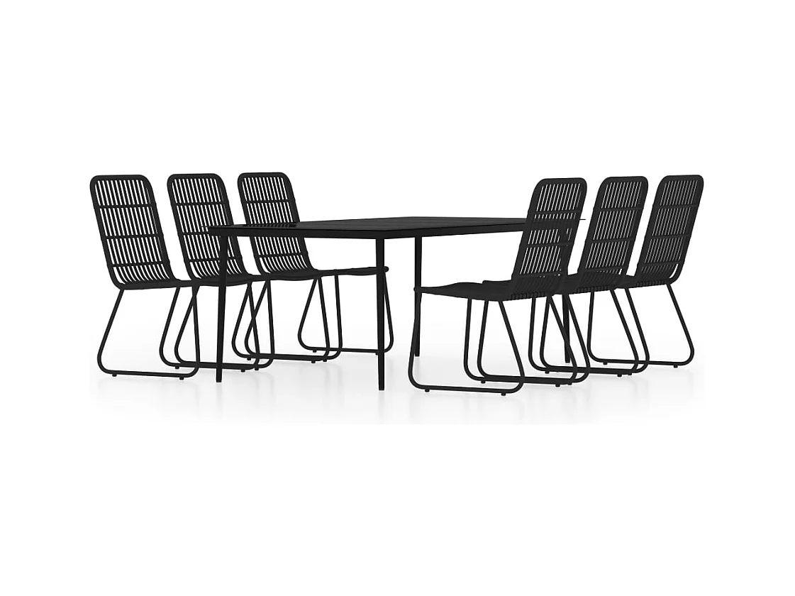 María Patricia  Ensemble à manger de jardin 7 pcs Noir