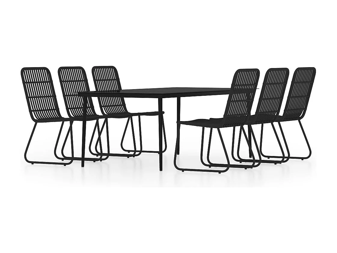 María Patricia  Ensemble à manger de jardin 7 pcs Noir