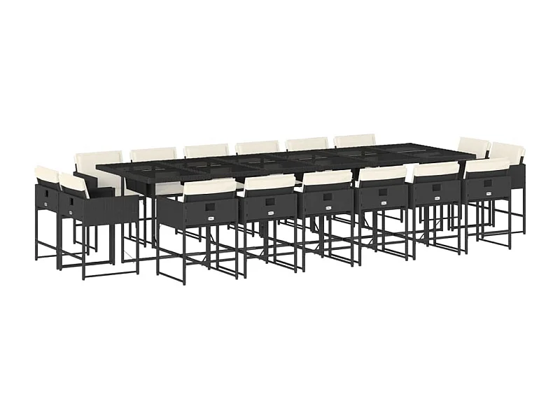 Brienne  Set de muebles jardín 17 pzas con cojines ratán sintético negro