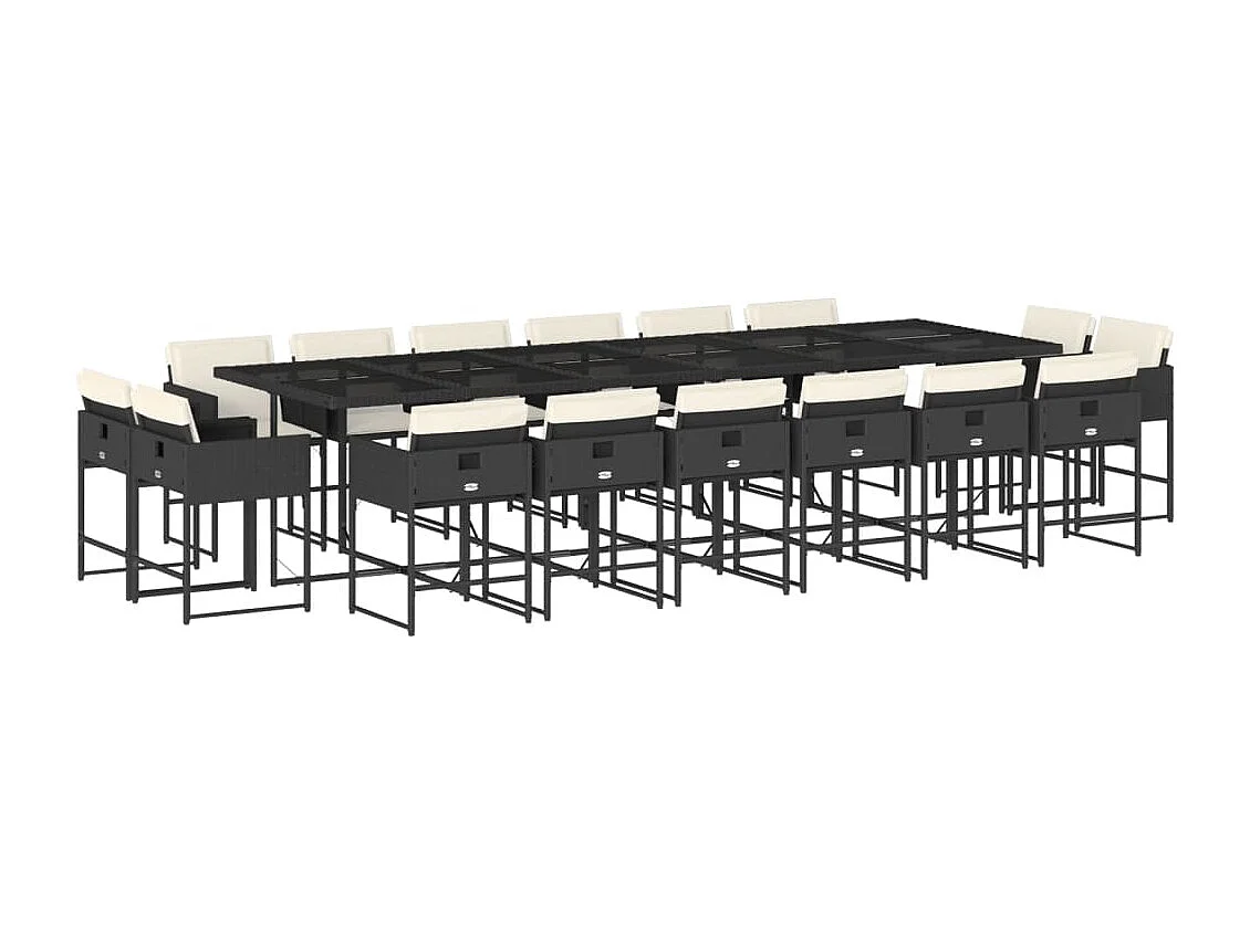 Brienne  Ensemble à manger de jardin 17 pcs coussins noir résine tressée