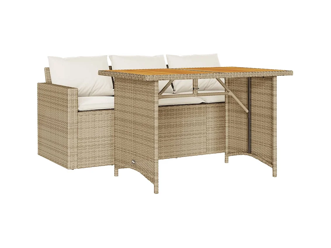 Jornar  2-delige Tuinset met kussens poly rattan beige