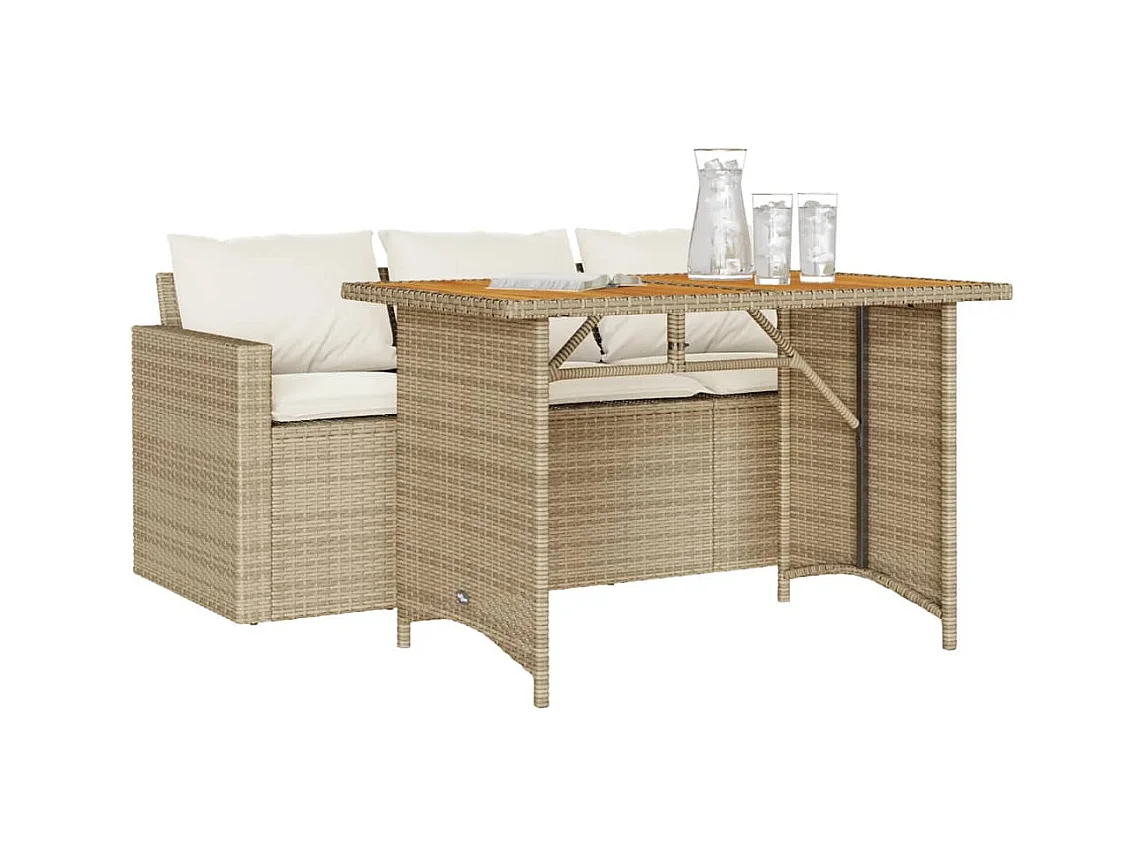 Jornar  2-delige Tuinset met kussens poly rattan beige
