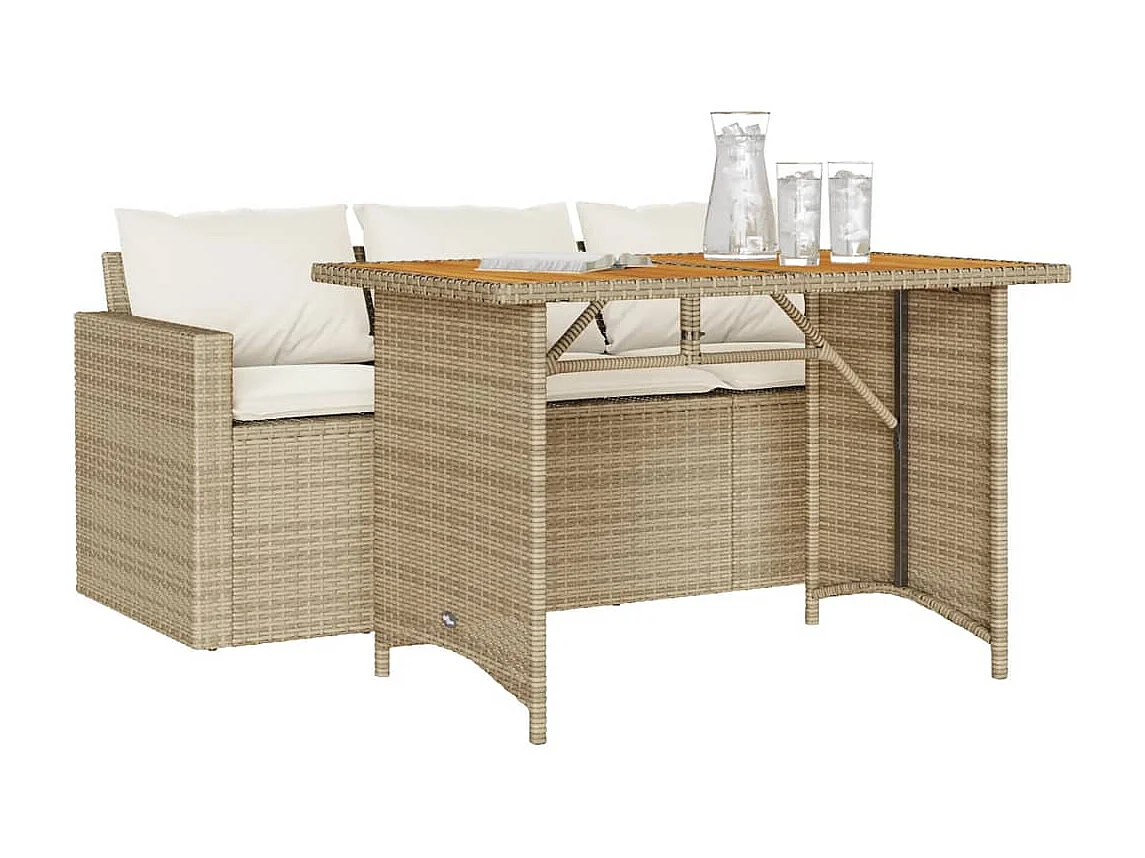 Jornar  2-delige Tuinset met kussens poly rattan beige