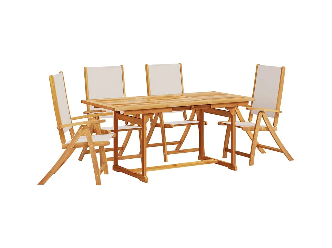 Carrizo Springs  Juego comedor de jardín 5 pzas madera maciza acacia y textileno