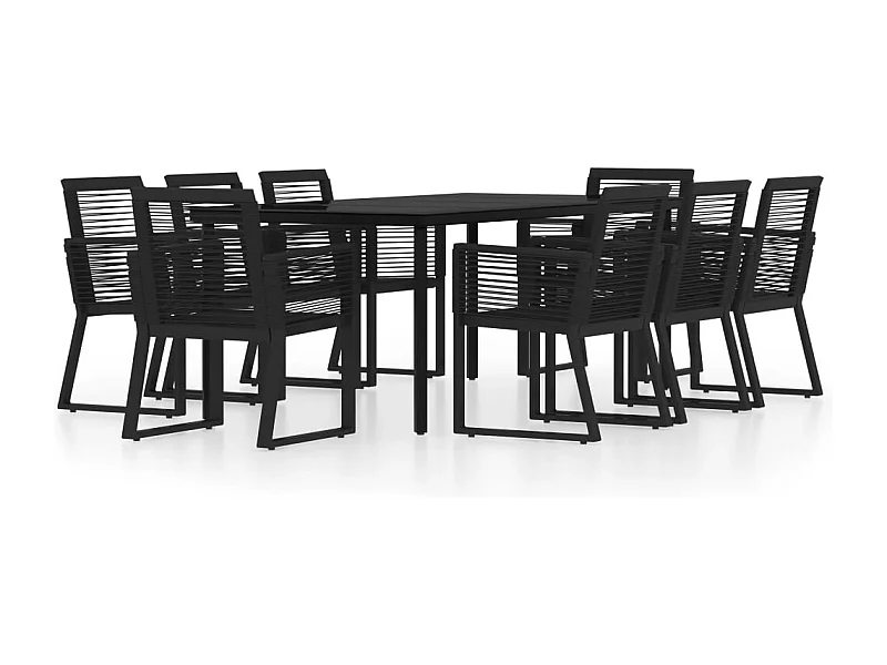 Wendell  Juego de comedor de jardín 9 piezas negro