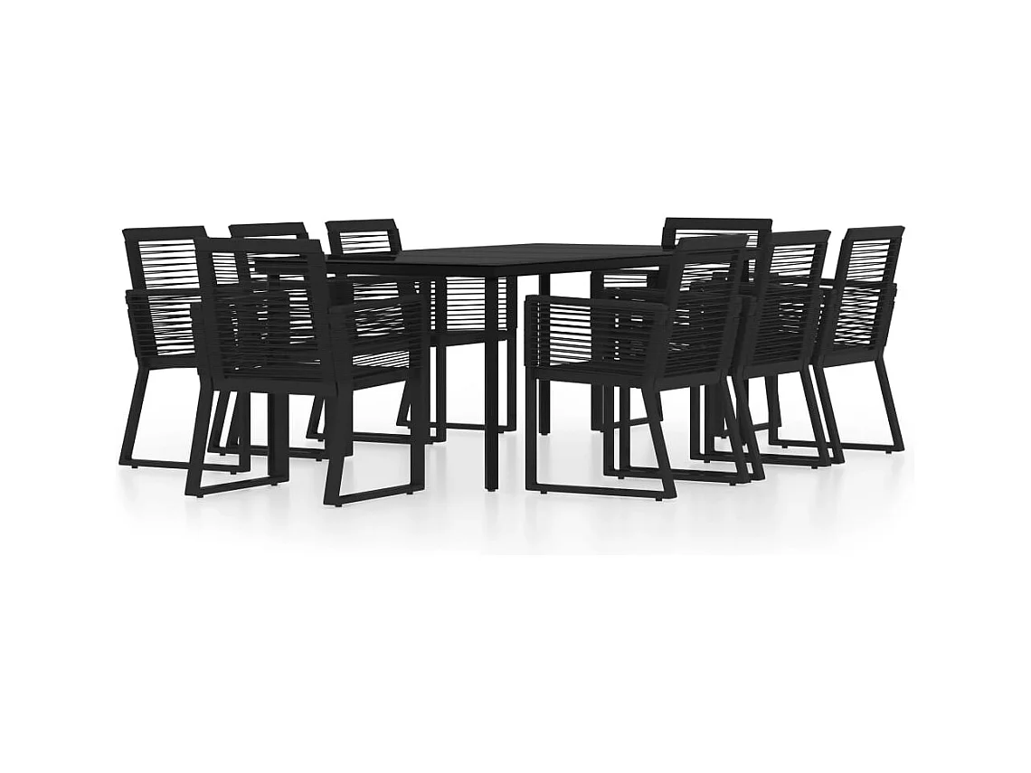 Wendell  Juego de comedor de jardín 9 piezas negro