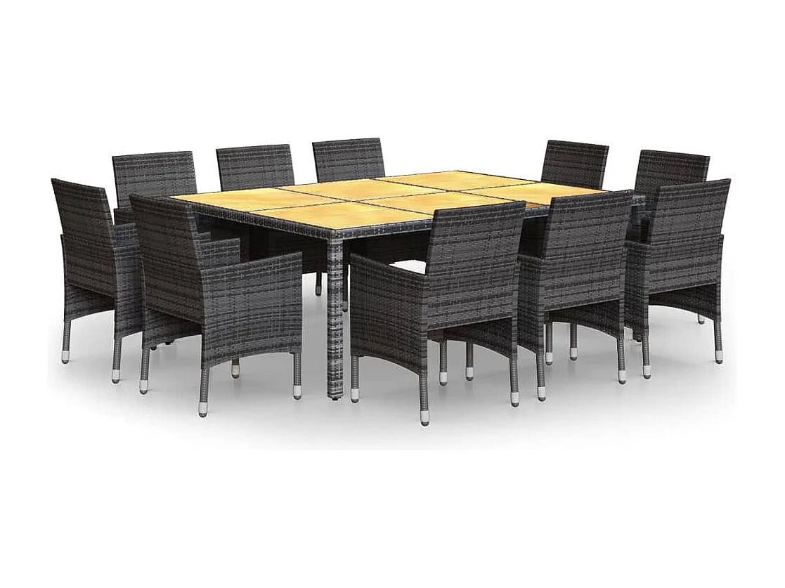 Havron  Set de comedor de jardín 11 pzas ratán sintético gris