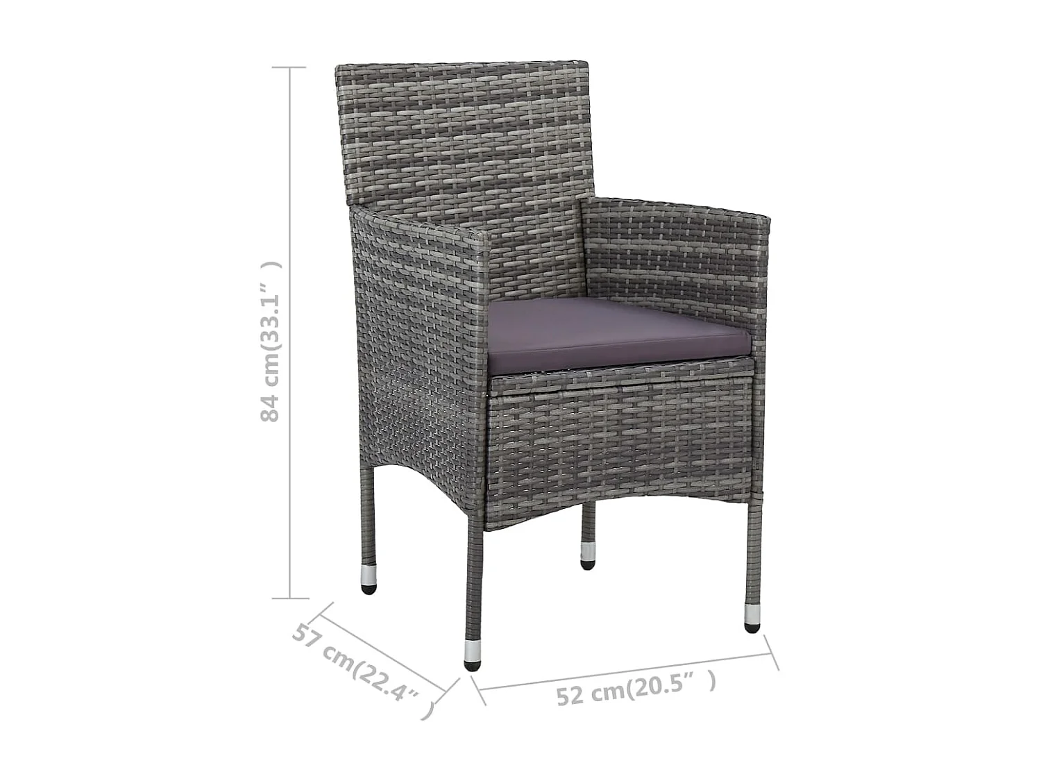 Havron  Set de comedor de jardín 11 pzas ratán sintético gris