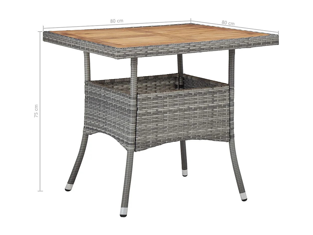 Deerlijk  Ensemble à manger de jardin 5 pcs Gris Résine tressée et acacia