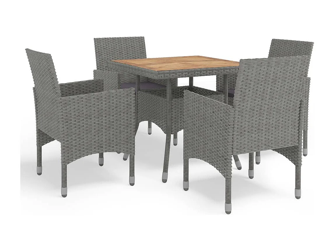 Deerlijk  Muebles de jardín 5 piezas ratán sintético gris y acacia