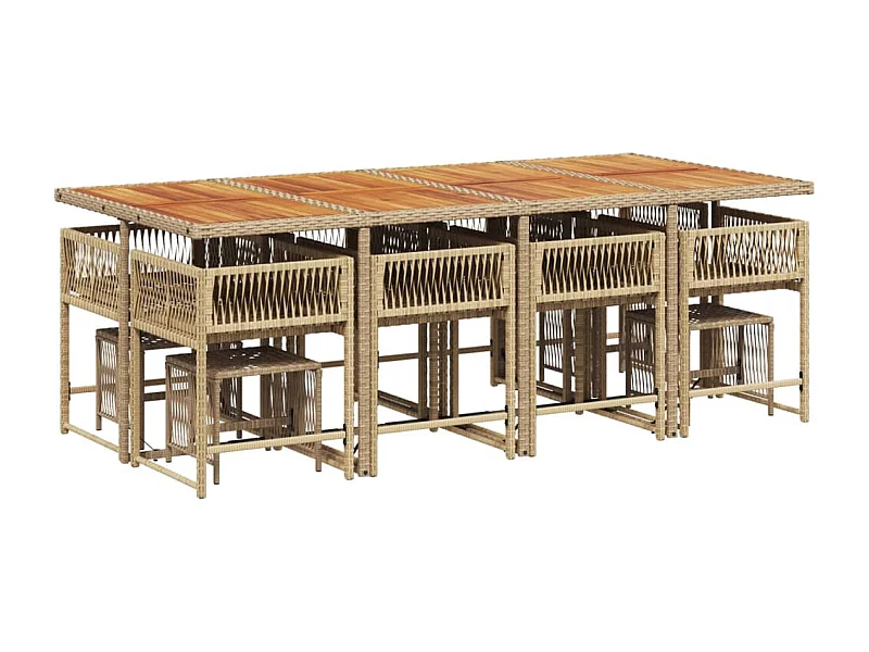 Xeli  13-delige Tuinset met kussens poly rattan beige