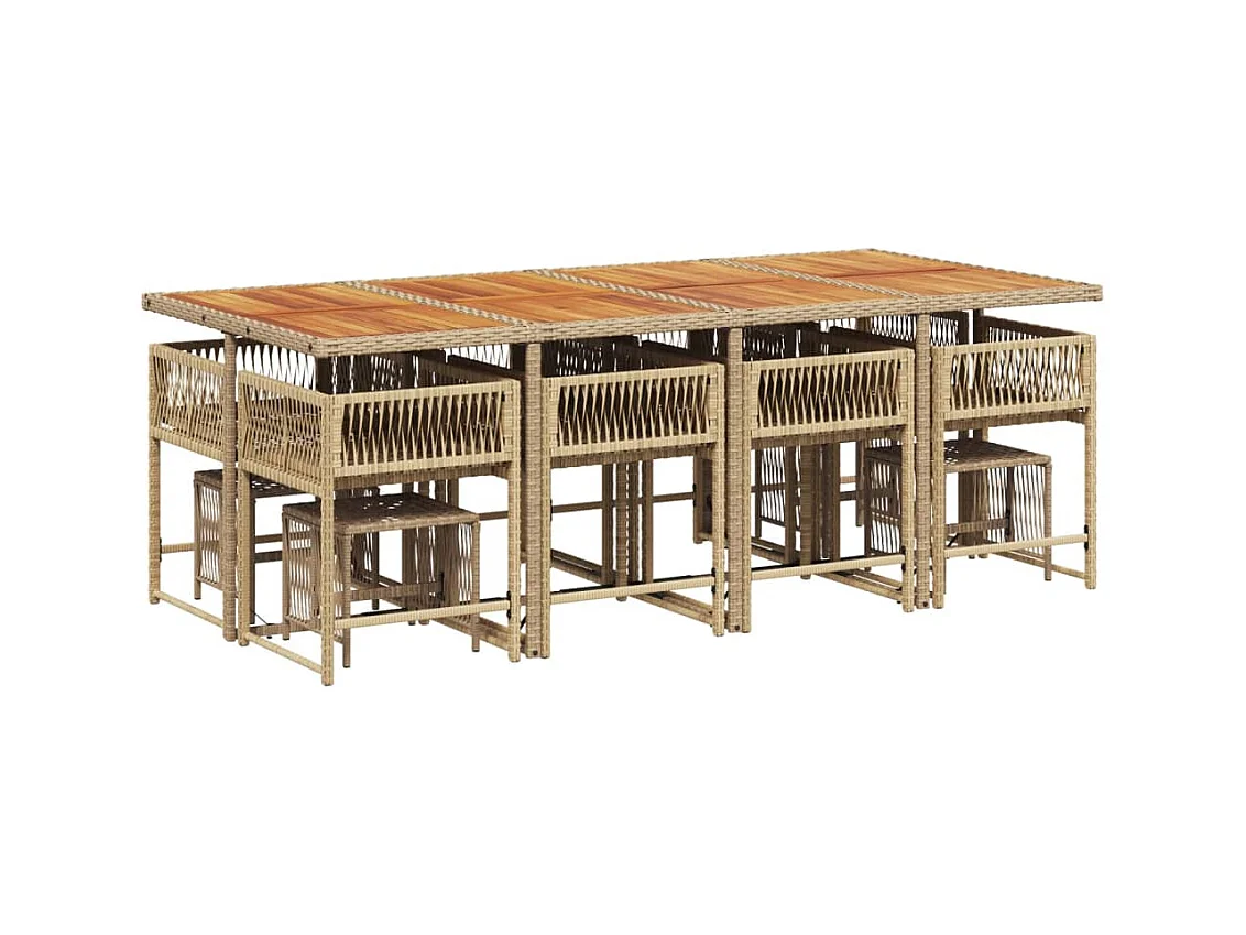 Xeli  13-delige Tuinset met kussens poly rattan beige