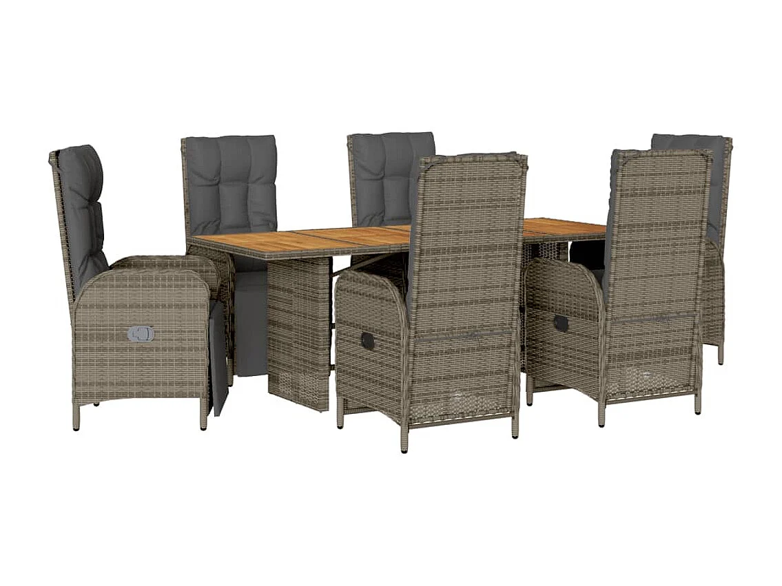 Gylfre  7-delige Tuinset met kussens poly rattan grijs