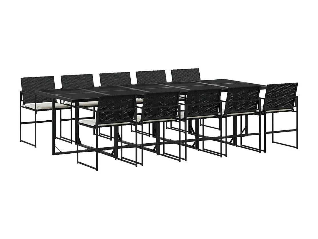 Antwerp  Ensemble à manger de jardin 11 pcs coussins noir résine tressée