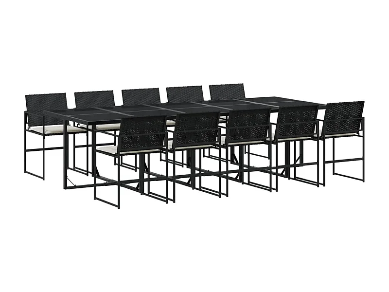 Antwerp  Ensemble à manger de jardin 11 pcs coussins noir résine tressée