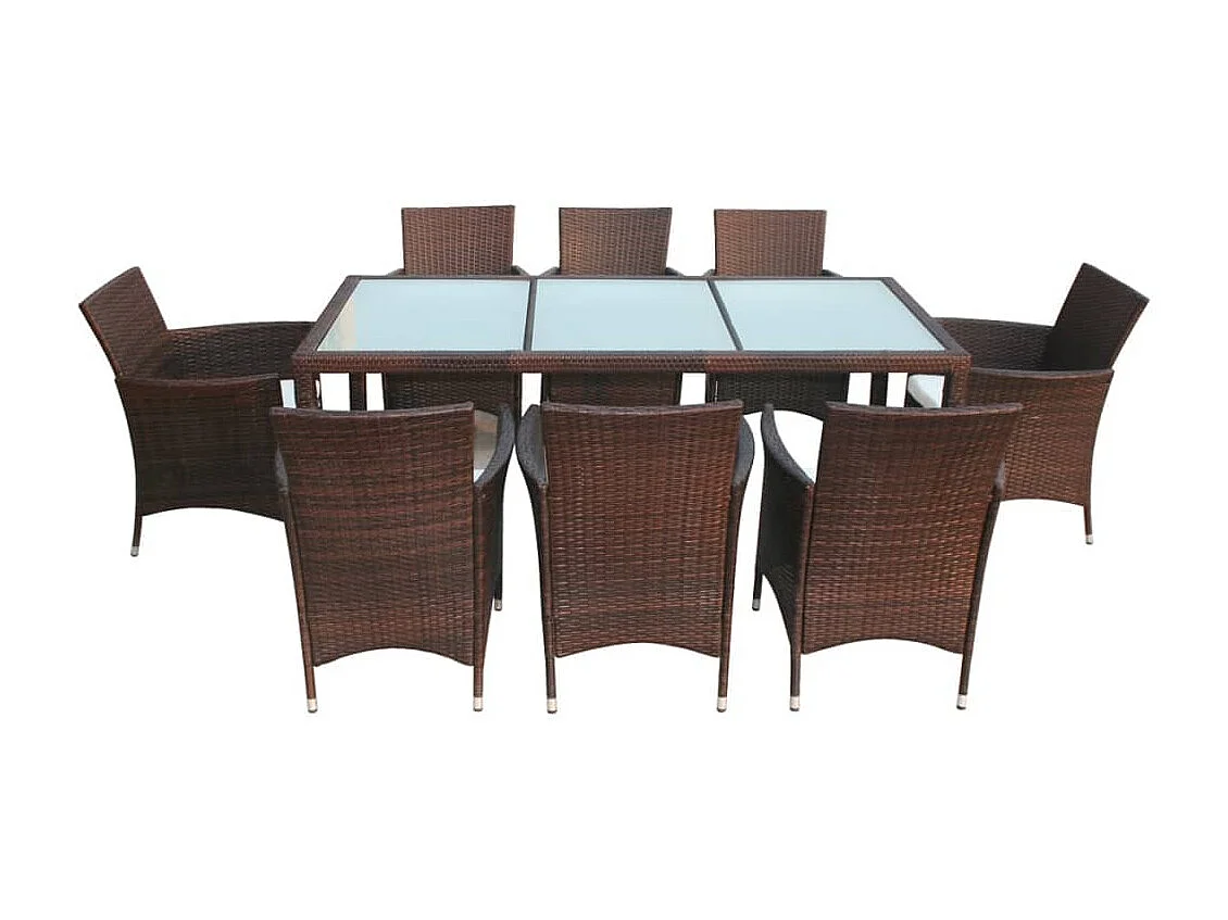 Prolenta Premium -  Ensemble à manger d'extérieur avec coussins 9pcs Résine tressée