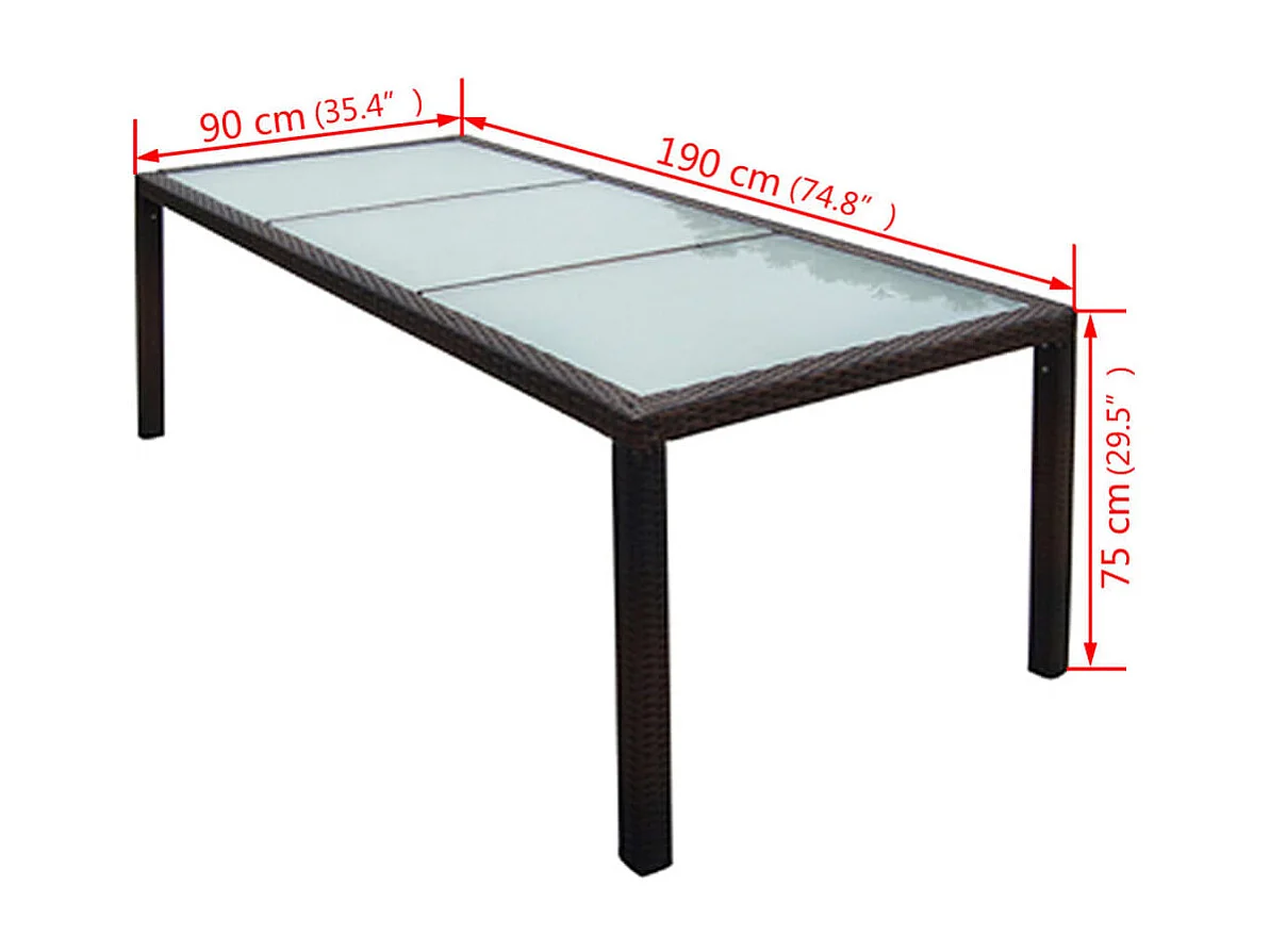 Prolenta Premium -  Ensemble à manger d'extérieur avec coussins 9pcs Résine tressée