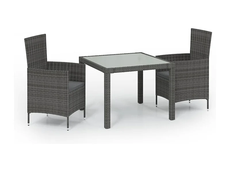 Fea  3-delige Tuinset met kussens poly rattan grijs