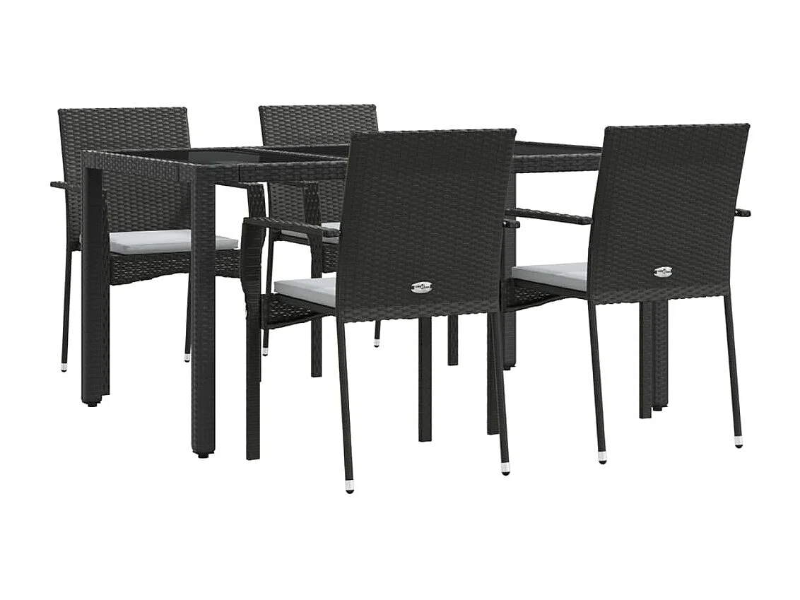 Daniela Patricia  Ensemble à manger de jardin coussins 5pcs Noir Résine tressée