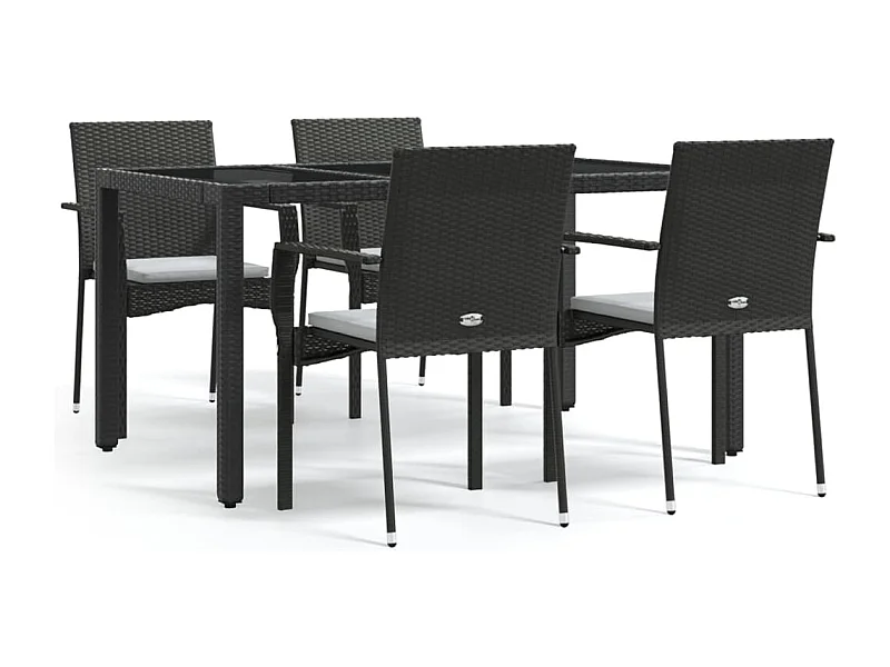 Daniela Patricia  Ensemble à manger de jardin coussins 5pcs Noir Résine tressée