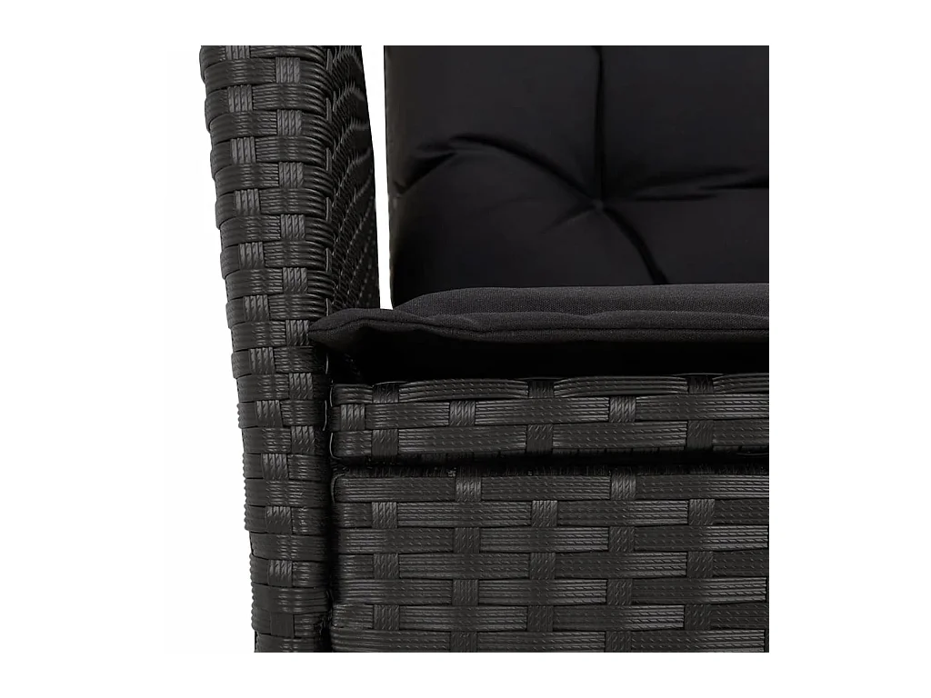 Emory  Set de comedor de jardín 9 pzas y cojines ratán sintético negro