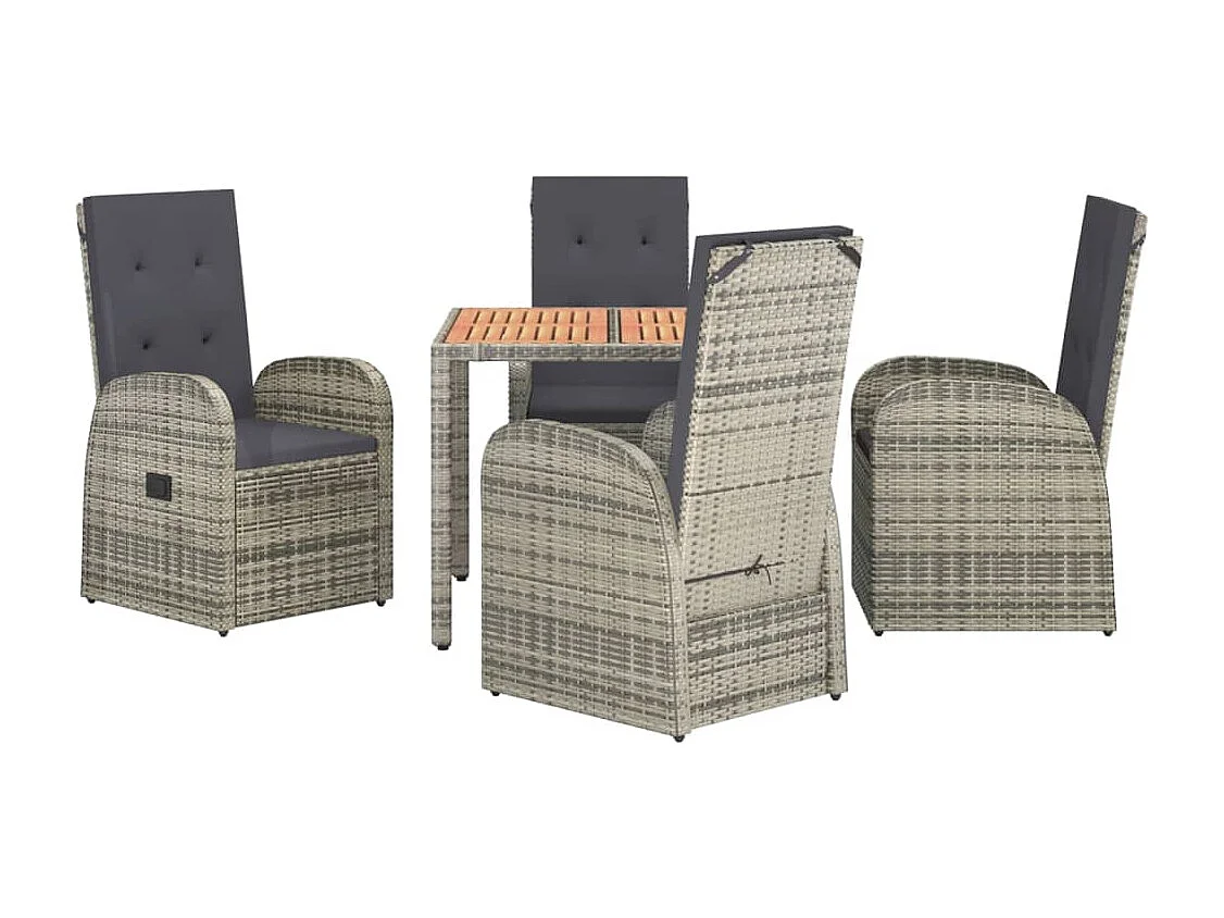 Ringsted  Ensemble à manger de jardin 5 pcs coussins gris résine tressée