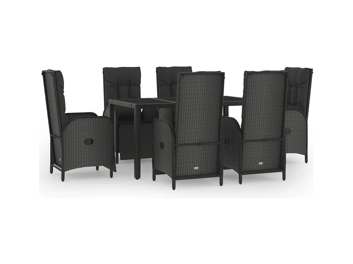 Cisternino  7-delige Tuinset met kussens poly rattan zwart en grijs