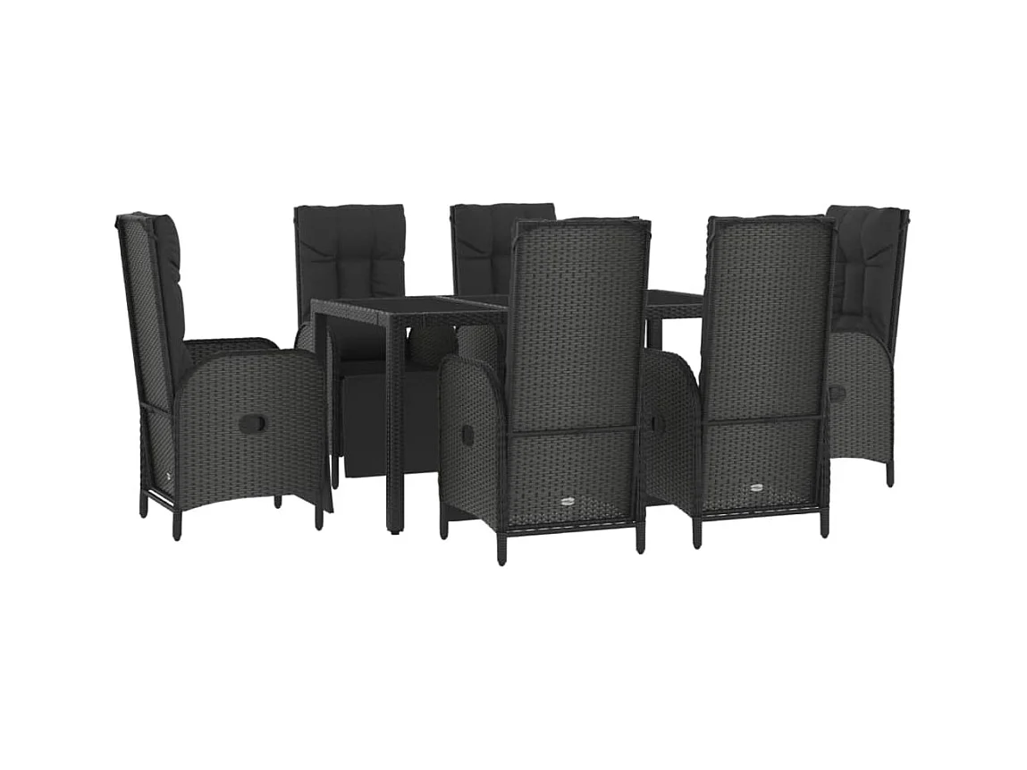 Cisternino  7-delige Tuinset met kussens poly rattan zwart en grijs