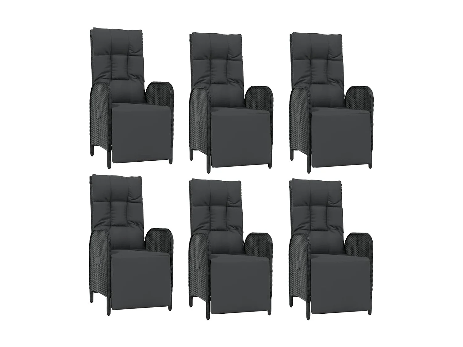 Cisternino  Ensemble à manger jardin et coussins 7 pcs Noir et gris Rotin