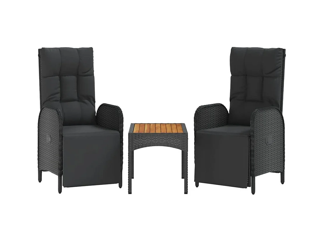 Holbaek  Ensemble à manger de jardin 4 pcs avec coussins noir