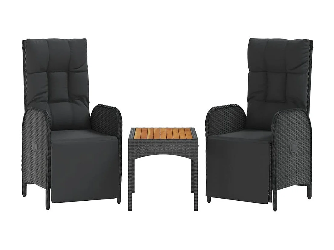 Holbaek  4-delige Tuinset met kussens poly rattan zwart