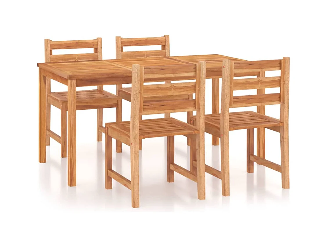 Jornin  Ensemble à manger de jardin 5pcs Bois de teck massif