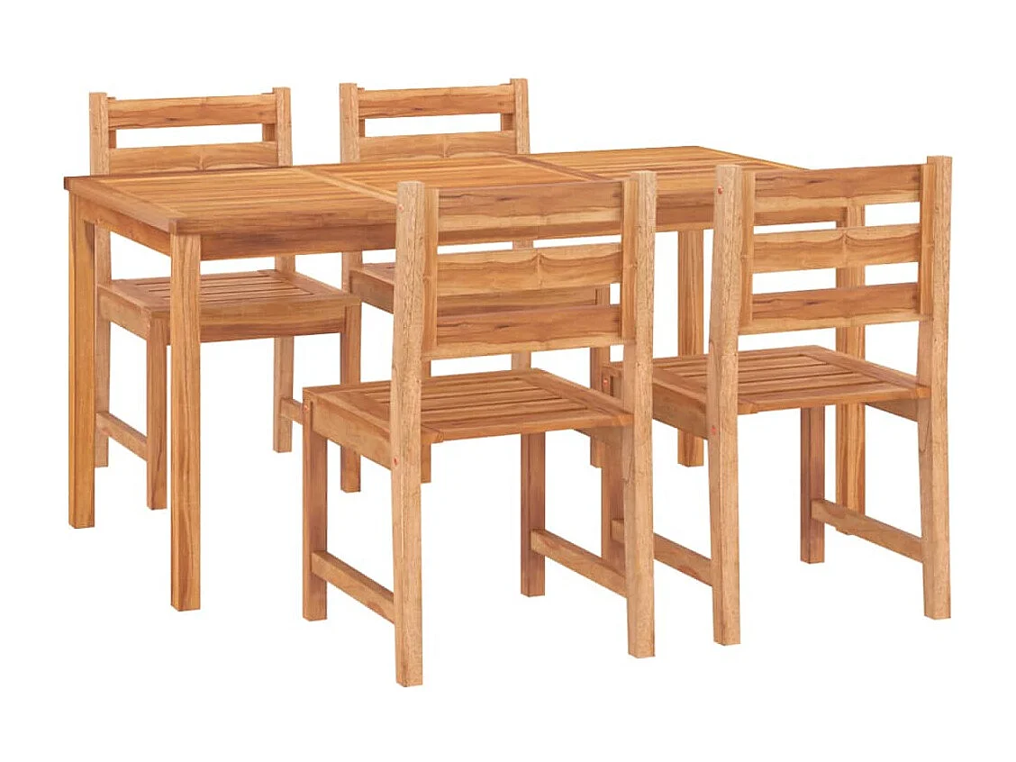 Jornin  Ensemble à manger de jardin 5pcs Bois de teck massif