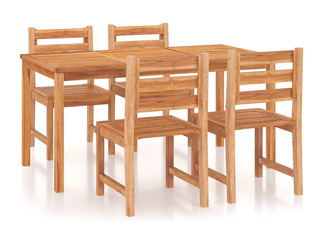 Jornin  Ensemble à manger de jardin 5pcs Bois de teck massif