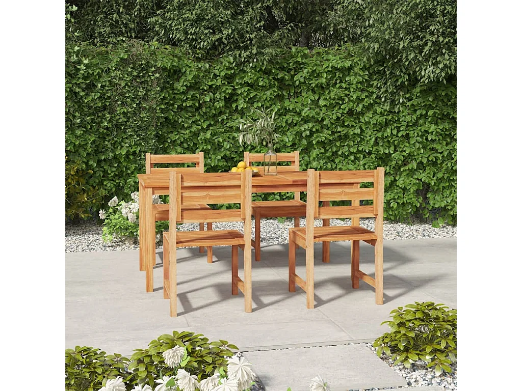 Jornin  Ensemble à manger de jardin 5pcs Bois de teck massif