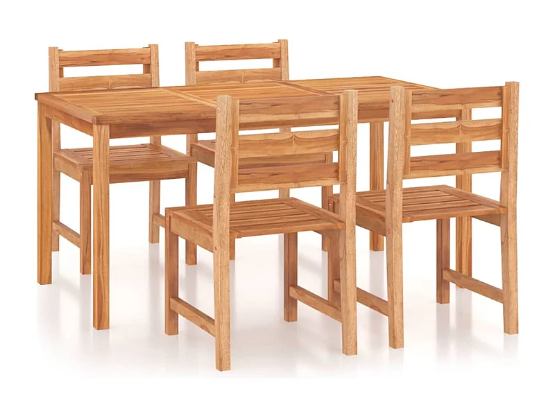 Jornin  Ensemble à manger de jardin 5pcs Bois de teck massif