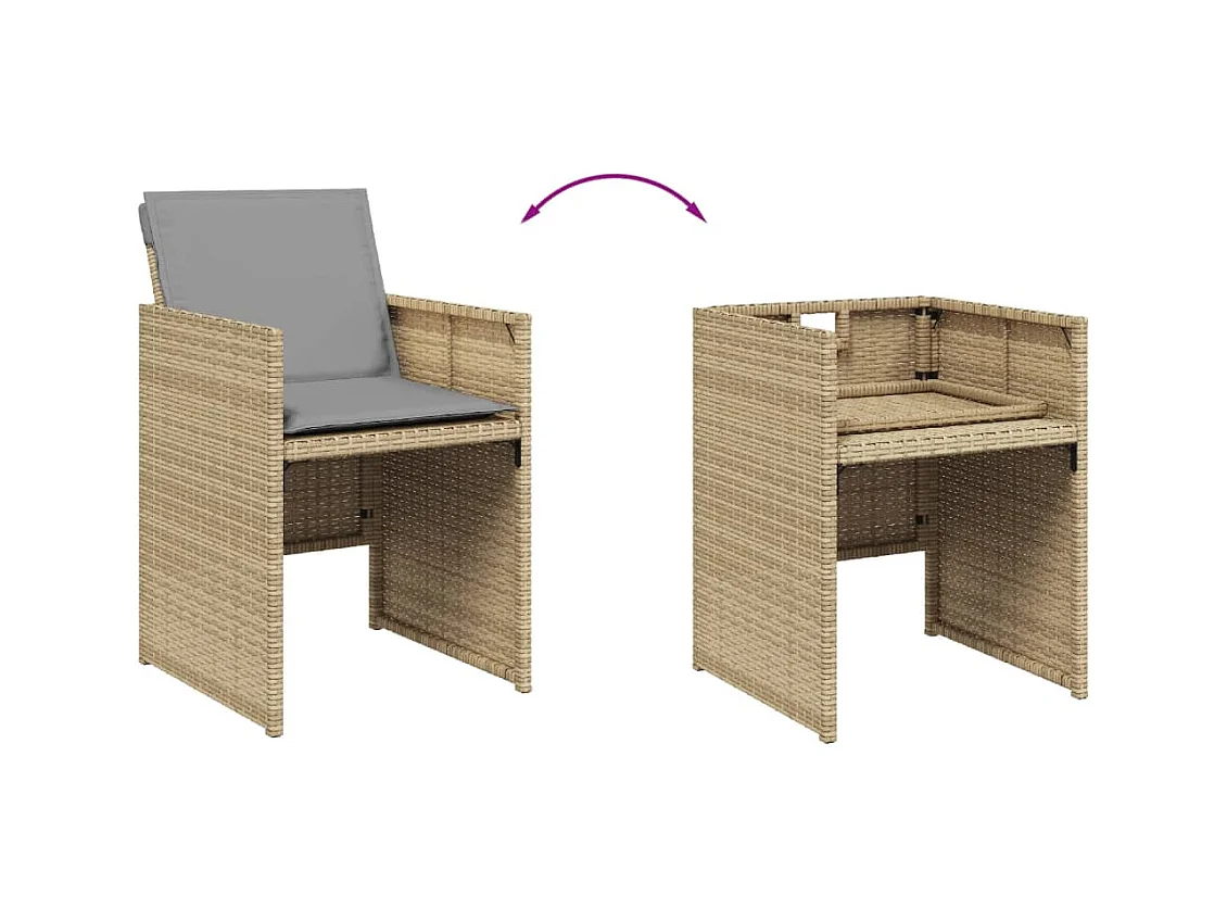 Jeroen  17-delige Tuinset met kussens poly rattan gemengd beige